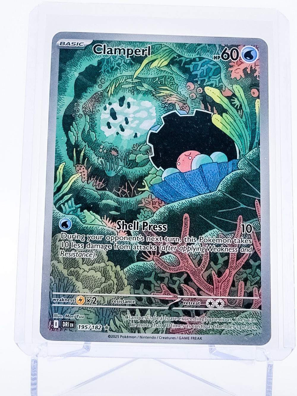 Pokemon Card Clamperl 195/182 Illustration Rare Holo Destined Rivals NM